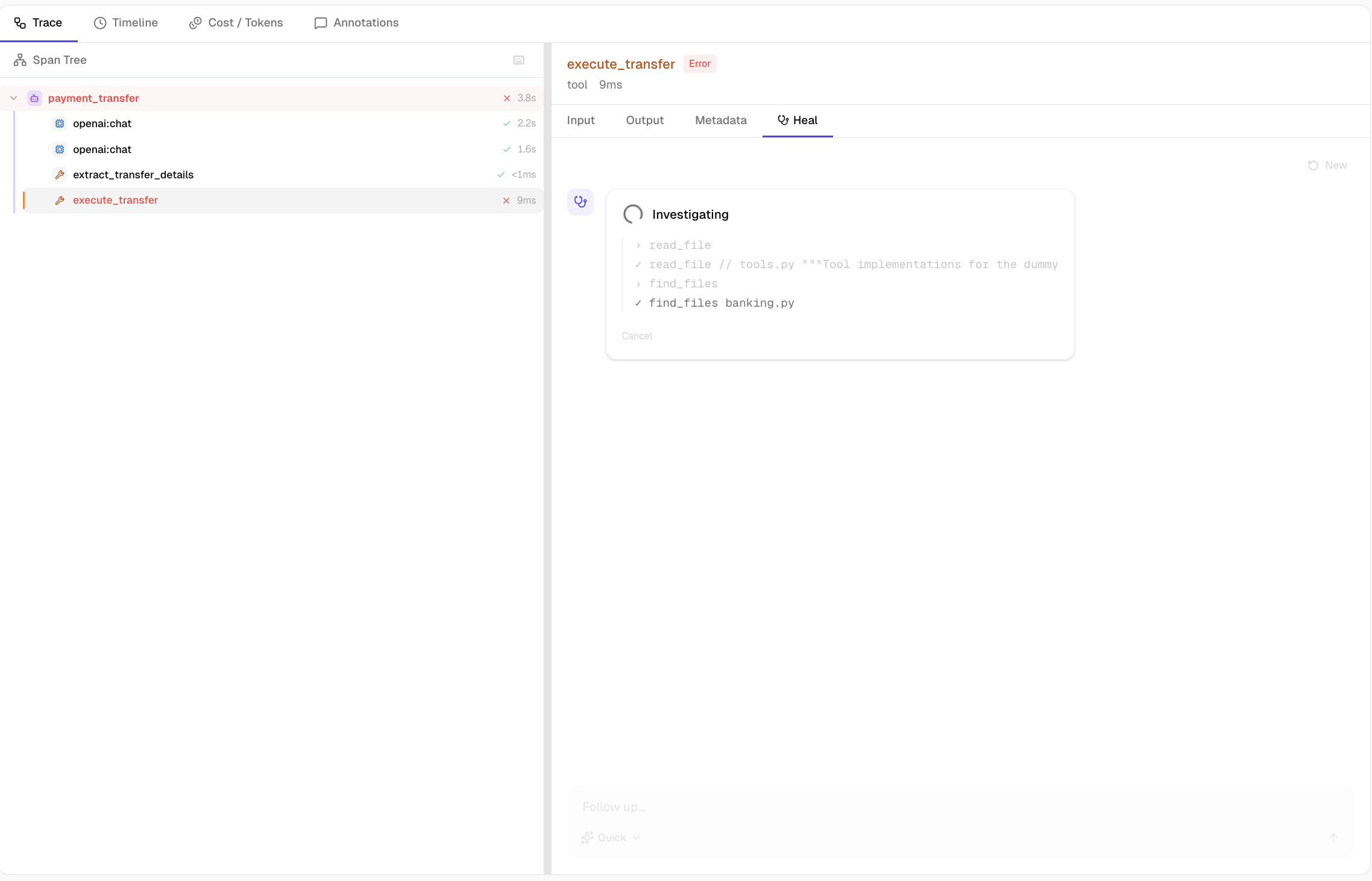 Live investigation progress